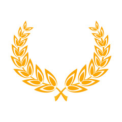 Wreath and a round frame of laurel leaves. A symbol of victory in competition and competition, a reward for success and the first place. Flat vector cartoon objects isolated on white background.