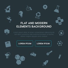 health, science, nature fill vector icons and elements background concept on dark background.Multipurpose use on websites, presentations, brochures and more