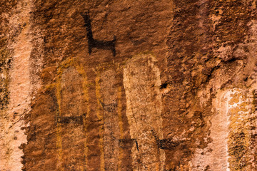 Rock Paintings in Inca Cueva clsoe to Humahuaca in Jujuy Province, north of Argentina