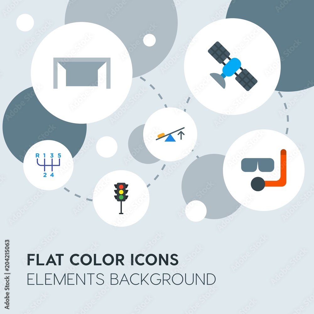Poster transports, science, sports flat vector icons and elements background with circle bubbles networks.Multipurpose use on websites, presentations, brochures and more
