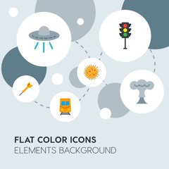 transports, science, sports flat vector icons and elements background with circle bubbles networks.Multipurpose use on websites, presentations, brochures and more