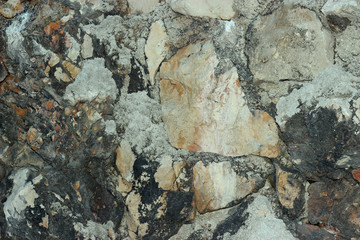 Stone wall closeup texture bacdrop. Nobody