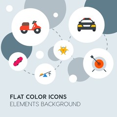 transports, science, sports flat vector icons and elements background with circle bubbles networks.Multipurpose use on websites, presentations, brochures and more