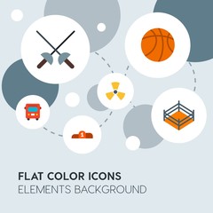 transports, science, sports flat vector icons and elements background with circle bubbles networks.Multipurpose use on websites, presentations, brochures and more