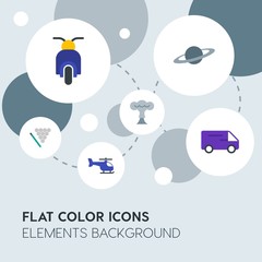 transports, science, sports flat vector icons and elements background with circle bubbles networks.Multipurpose use on websites, presentations, brochures and more