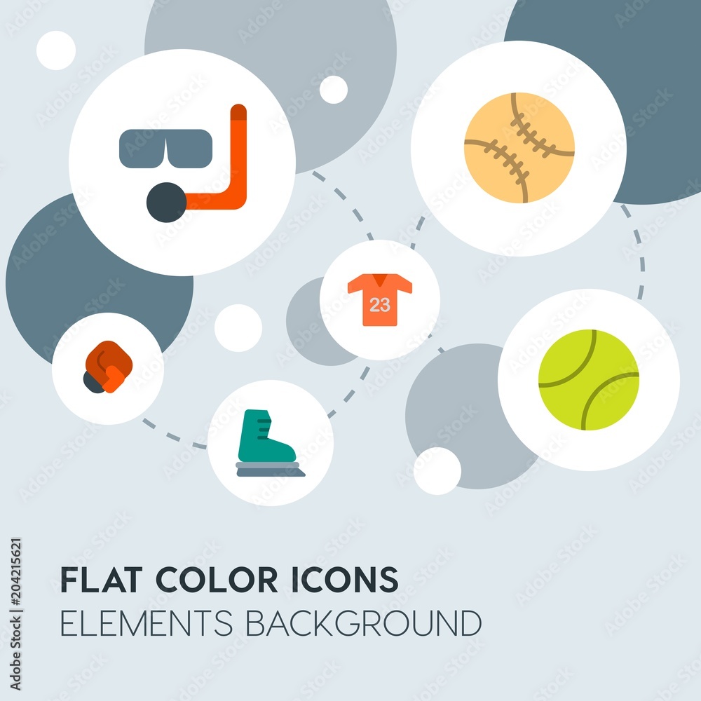 Poster transports, science, sports flat vector icons and elements background with circle bubbles networks.m
