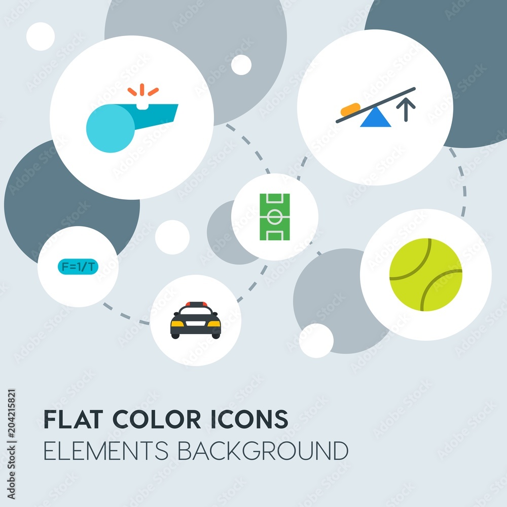 Poster transports, science, sports flat vector icons and elements background with circle bubbles networks.m