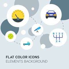 Naklejka premium transports, science, sports flat vector icons and elements background with circle bubbles networks.Multipurpose use on websites, presentations, brochures and more