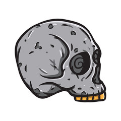 Stone Human skull. Vector illustration isolated on white background.