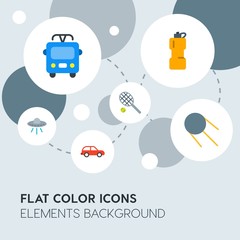 transports, science, sports flat vector icons and elements background with circle bubbles networks.Multipurpose use on websites, presentations, brochures and more