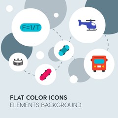 transports, science, sports flat vector icons and elements background with circle bubbles networks.Multipurpose use on websites, presentations, brochures and more