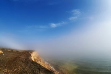 sea shore in the fog