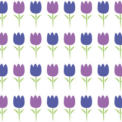 Tulips seamless pattern pink and purple. Violet tulips vector icons