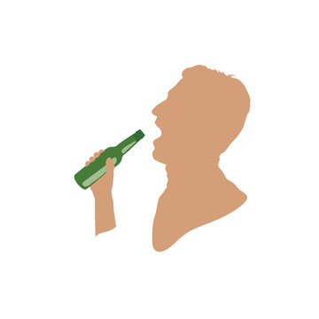 man drink bottle of bear illustration