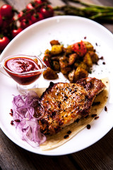 4443339 4443339 4443339 grilled steak with french fries