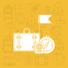 travel around the world set icons vector illustration design
