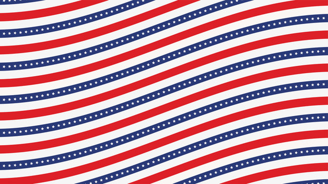 US American flag background horizontal web banner. Wave composition blue, red and white. Vector illustration.