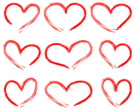Herzen Vektor Set rot gezeichnet