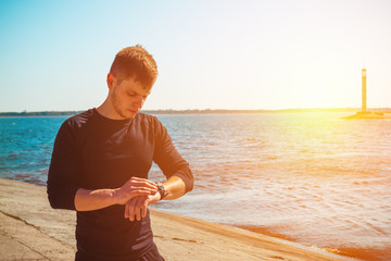 young guy resting after workout