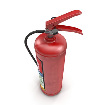 Red fire extinguisher isolated on white. 3d illustration