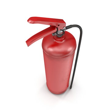 Red fire extinguisher isolated on white. 3d illustration