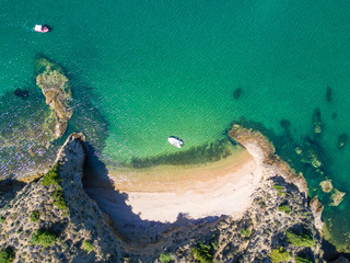 Aerial view of beautiful tropical sandy beach