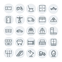 Modern Simple Set of transports, industry, furniture Vector outline Icons. Contains such Icons as  modern, car,  cinema,  transportation, up and more on white background. Fully Editable. Pixel Perfect