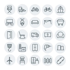 Modern Simple Set of transports, industry, furniture Vector outline Icons. Contains such Icons as  renewable,  skate,  board,  construction and more on white background. Fully Editable. Pixel Perfect