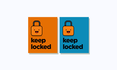 Keep Locked Sign Sticker Vector Illustration