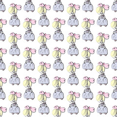 Cotton fabric Princess in pink and blue. Seamless pattern for girls design.
