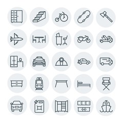 Modern Simple Set of transports, industry, furniture Vector outline Icons. Contains such Icons as  ocean,  circus,  blue, skateboard,  sea and more on white background. Fully Editable. Pixel Perfect