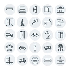Modern Simple Set of transports, industry, furniture Vector outline Icons. Contains such Icons as  delivery,  ship, factory,  room,  cargo and more on white background. Fully Editable. Pixel Perfect