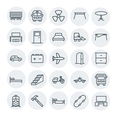 Modern Simple Set of transports, industry, furniture Vector outline Icons. Contains such Icons as  transportation,  road,  airplane,  cargo and more on white background. Fully Editable. Pixel Perfect