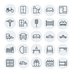 Modern Simple Set of transports, industry, furniture Vector outline Icons. Contains such Icons as chair,  couch,  cycle,  double,  sport and more on white background. Fully Editable. Pixel Perfect