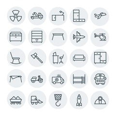 Modern Simple Set of transports, industry, furniture Vector outline Icons. Contains such Icons as  bedroom,  freight,  room,  work,  danger and more on white background. Fully Editable. Pixel Perfect
