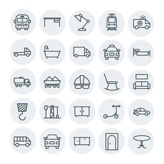 Modern Simple Set of transports, industry, furniture Vector outline Icons. Contains such Icons as school,  desk, closet,  wardrobe, table and more on white background. Fully Editable. Pixel Perfect