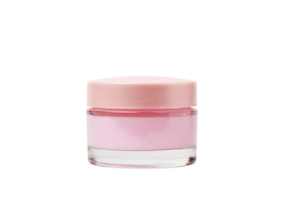 Jar face cream on white background