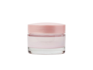 Jar face cream on white background