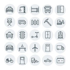 Modern Simple Set of transports, industry, furniture Vector outline Icons. Contains such Icons as  battery, delivery, entrance,  service and more on white background. Fully Editable. Pixel Perfect