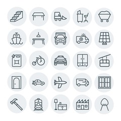 Modern Simple Set of transports, industry, furniture Vector outline Icons. Contains such Icons as hammer,  room,  retro,  top,  motion, up and more on white background. Fully Editable. Pixel Perfect