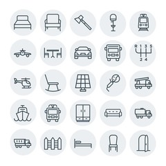 Modern Simple Set of transports, industry, furniture Vector outline Icons. Contains such Icons as  open,  room, bar,  construction, fence and more on white background. Fully Editable. Pixel Perfect