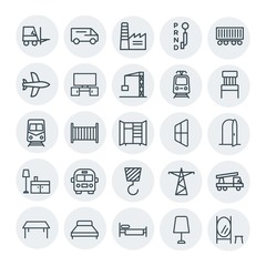 Modern Simple Set of transports, industry, furniture Vector outline Icons. Contains such Icons as crane,  small,  tower,  cable,  delivery and more on white background. Fully Editable. Pixel Perfect