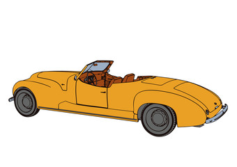 yellow sports car retro vector