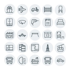 Modern Simple Set of transports, industry, furniture Vector outline Icons. Contains such Icons as motorbike, industrial,  ship, car,  shine and more on white background. Fully Editable. Pixel Perfect