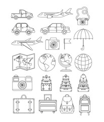 travel around the world set icons vector illustration design