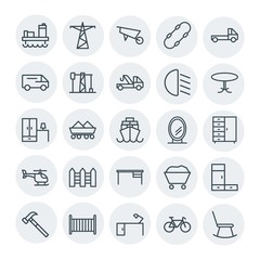 Modern Simple Set of transports, industry, furniture Vector outline Icons. Contains such Icons as  tower,  cargo,  industry,  small,  lamp and more on white background. Fully Editable. Pixel Perfect