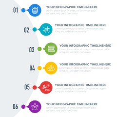 Flat education, travel, kids and toys infographic timeline template with 7 options for presentations, advertising, annual reports