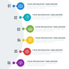 Flat education, travel, kids and toys infographic timeline template with 7 options for presentations, advertising, annual reports