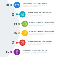 Flat education, travel, kids and toys infographic timeline template with 7 options for presentations, advertising, annual reports