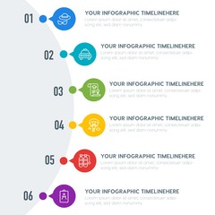 Flat education, travel, kids and toys infographic timeline template with 7 options for presentations, advertising, annual reports